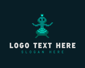 Retro - Alien Pixel Video Game logo design