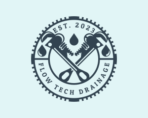 Drainage - Plumber Wrench Tool logo design