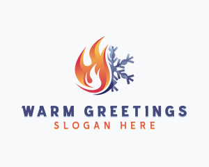 Flame HVAC Snowflake logo design