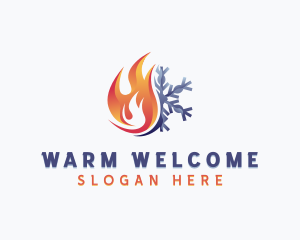 Flame HVAC Snowflake logo design