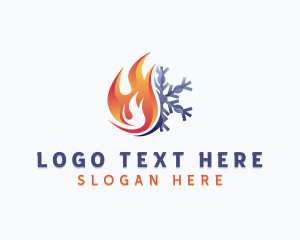 Cooling - Flame HVAC Snowflake logo design
