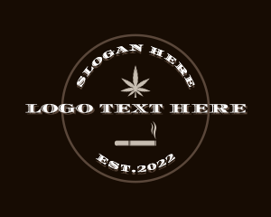 Emblem - Smoking Marijuana Leaves logo design