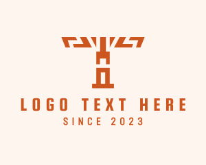 History - Aztec Totem Pole Letter T logo design