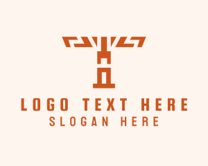 Pole - Aztec Totem Pole Letter T logo design