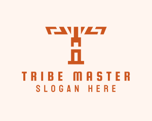 Aztec Totem Pole Letter T logo design