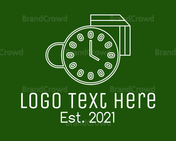 Coffee Cup Clock Time Logo