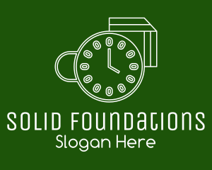 Coffee Cup Clock Time Logo
