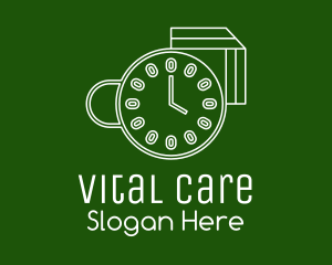 Coffee Cup Clock Time Logo