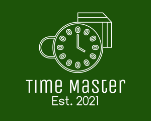 Coffee Cup Clock Time logo design