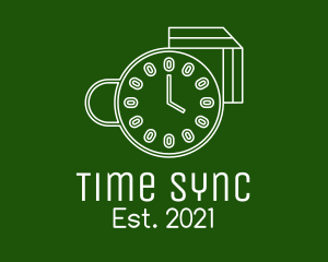 Coffee Cup Clock Time logo design