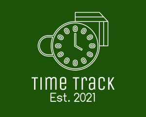 Coffee Cup Clock Time logo design