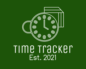 Coffee Cup Clock Time logo design