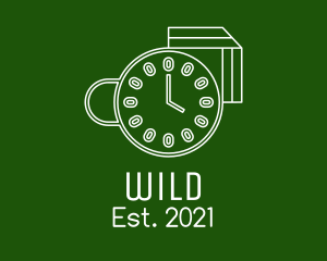 Antique - Coffee Cup Clock Time logo design