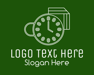 Coffee Cup Clock Time Logo