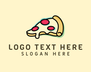 Fast Food - Pizza Slice Anaglyph logo design