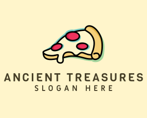 Pizza Slice Anaglyph logo design