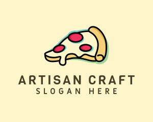 Pizza Slice Anaglyph logo design