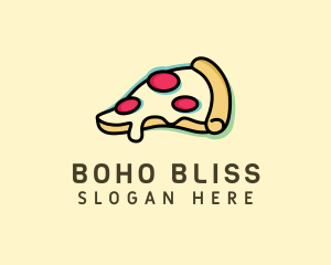 Pizza Slice Anaglyph logo design