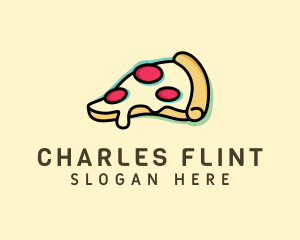 Pizza Slice Anaglyph logo design