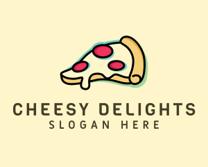 Cheesy - Pizza Slice Anaglyph logo design