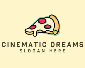 Pizza Slice Anaglyph logo design