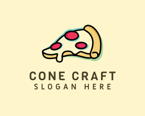 Pizza Slice Anaglyph logo design