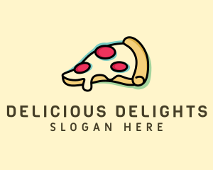 Pizza Slice Anaglyph logo design