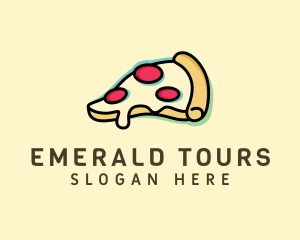 Pizza Slice Anaglyph logo design