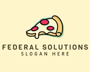 Pizza Slice Anaglyph logo design