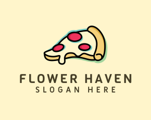 Pizza Slice Anaglyph logo design