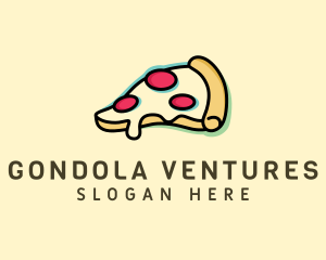 Pizza Slice Anaglyph logo design