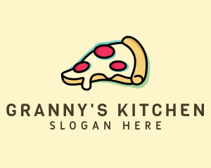 Pizza Slice Anaglyph logo design