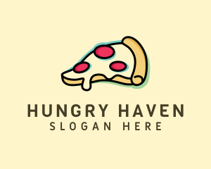 Pizza Slice Anaglyph logo design