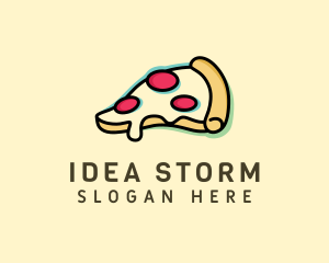 Pizza Slice Anaglyph logo design