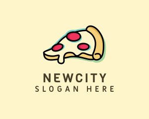 Pizza Slice Anaglyph logo design