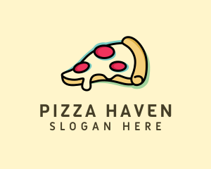 Pizzeria - Pizza Slice Anaglyph logo design