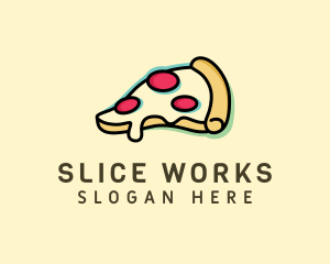 Slice - Pizza Slice Anaglyph logo design