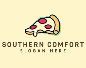 Pizza Slice Anaglyph logo design