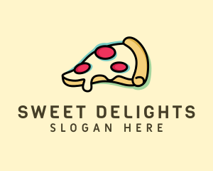 Pizza Slice Anaglyph logo design