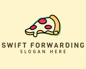 Pizza Slice Anaglyph logo design