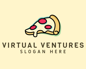 Pizza Slice Anaglyph logo design