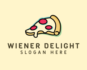 Pizza Slice Anaglyph logo design