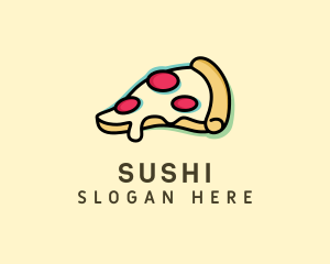 Pizza Slice Anaglyph logo design