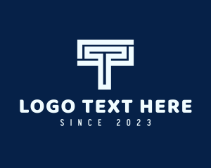 Trucking - Maze Path Letter T logo design