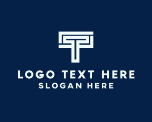 Architect - Maze Path Letter T logo design