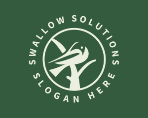 Swallow - Green Finch Emblem logo design