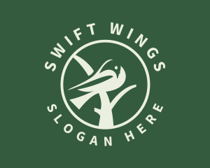 Swallow - Green Finch Emblem logo design