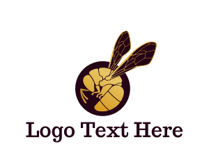 Insect - Golden Wasp Wings logo design