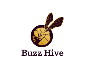 Wasp - Golden Wasp Wings logo design