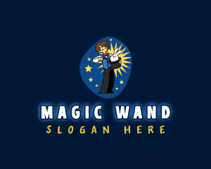 Wand - Magician Rabbit Trick logo design